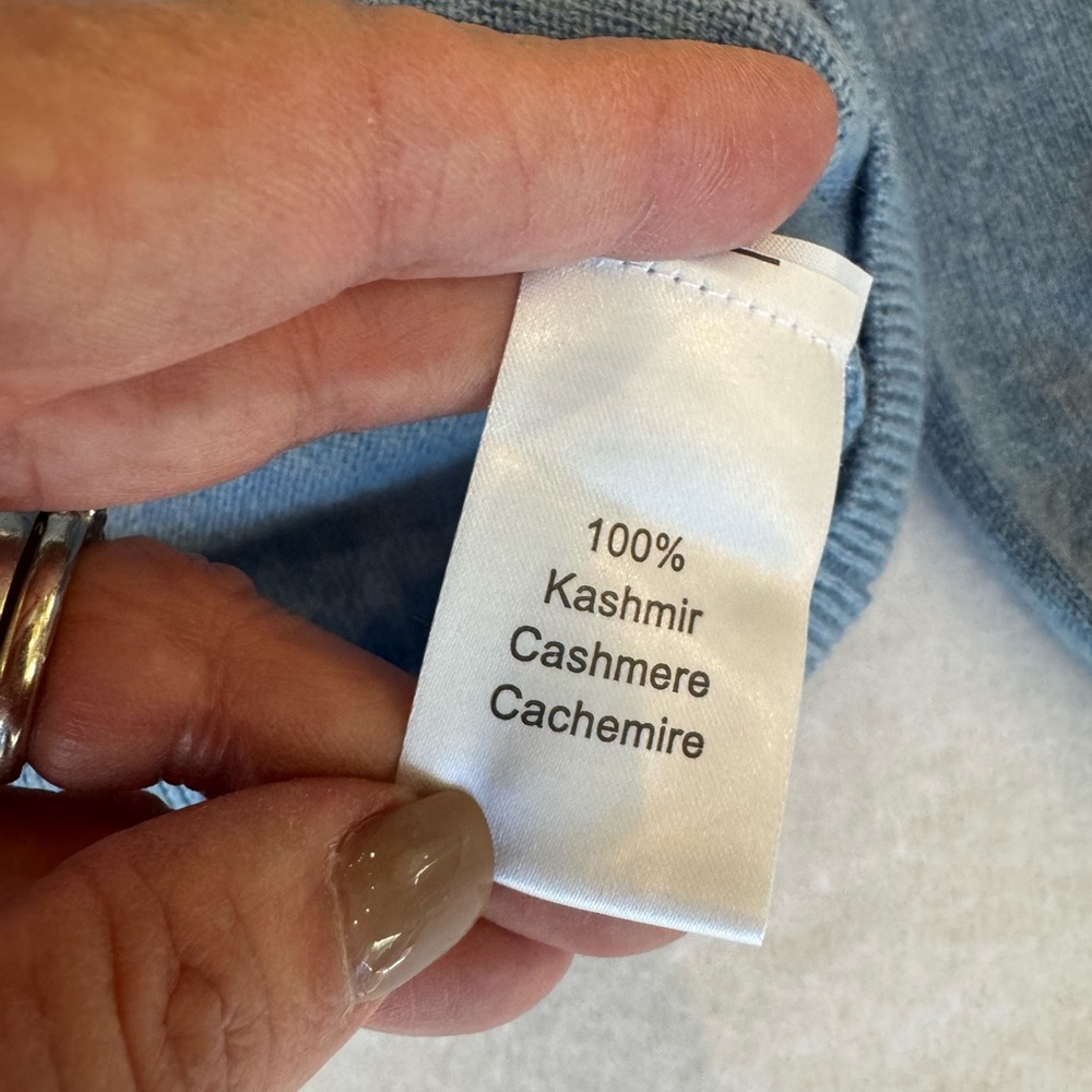 Rolex V-Neck Cashmere Sweater in Classic Blue - Picture 7 of 8